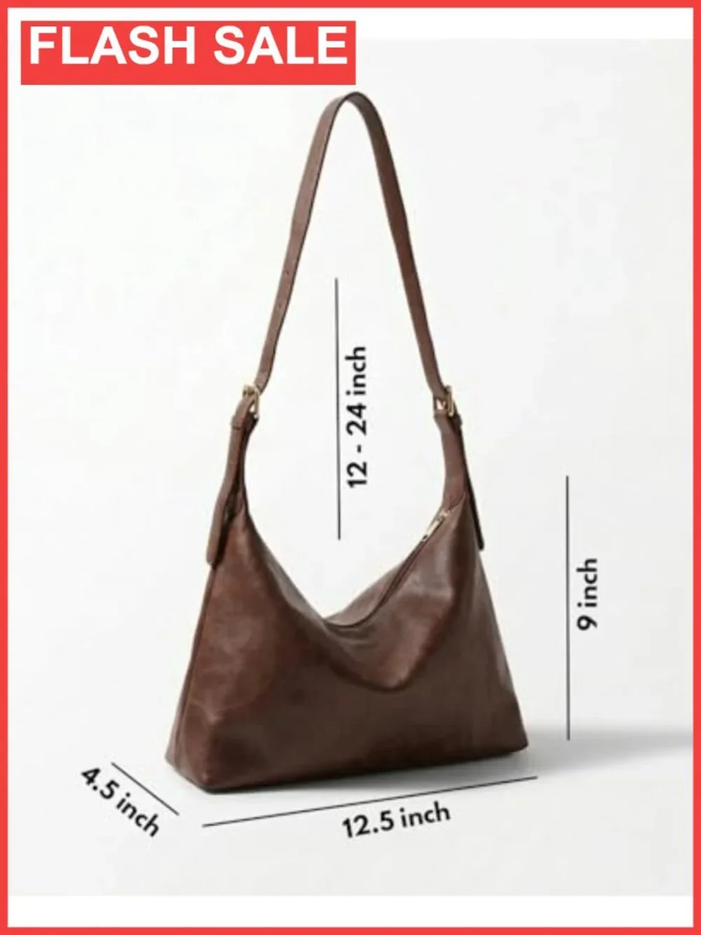 Slouchy Vintage Vegan Leather Hobo Shoulder Bag